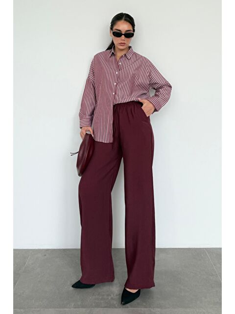 Madmext Bordo Elastik Belli Bol Kesim Pantolon Mg2020 - S000162582-19951