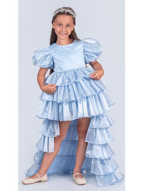 Mnk Baby & Kids Kız Çocuk Eklenebilir Kuyruk Detaylı, Taçlı Aspendos Abiye Elbise M00758 - S000422435-17234