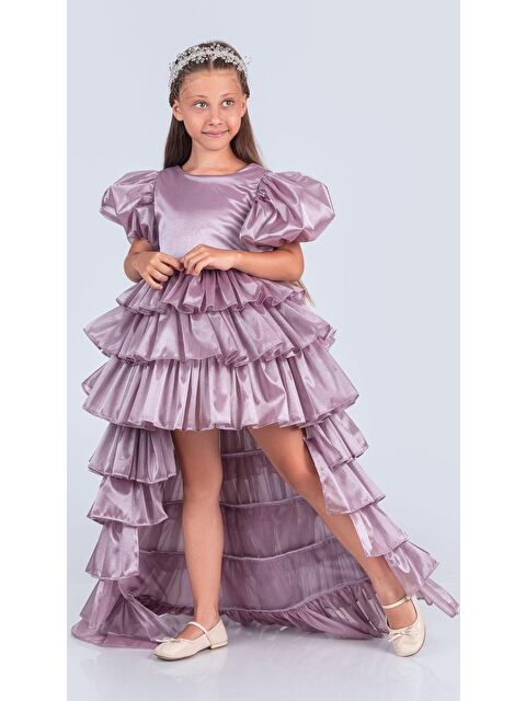 Mnk Baby & Kids Kız Çocuk Eklenebilir Kuyruk Detaylı, Taçlı Aspendos Abiye Elbise M00758 - S000422435-20028