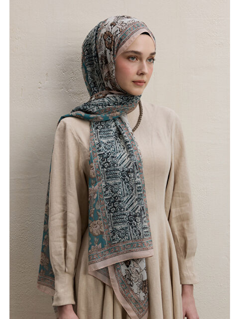 Fresh Scarfs Adella Desen İpek Krep Şal Bej - S000420297-19928