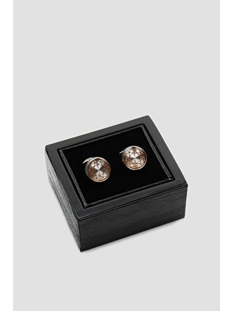 ABBATE 98520 Silver Turuncu Erkek Kol Düğmesi - S000451505-20013