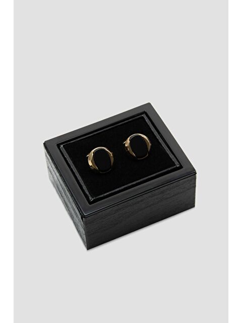 ABBATE 98517 Gold Siyah Erkek Kol Düğmesi - S000451504-19351
