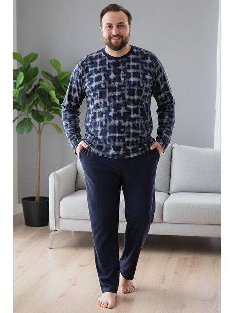 Mishar İtalia Seamlife Erkek Desenli Büyük Beden Pijama Takımı - S000491476-21164