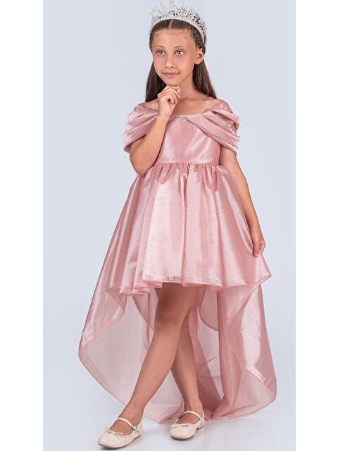 Mnk Baby & Kids Kız Çocuk Düşük Omuz Detaylı Işıltılı Prenses Elbisesi M00760 - S000422432-7152