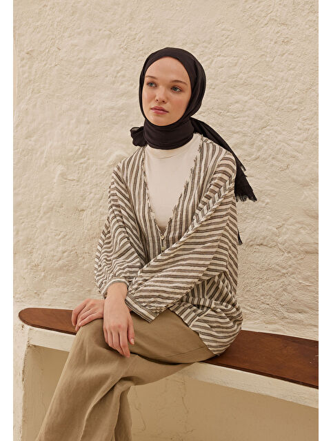 Fresh Scarfs İnce Pamuk Vual Şal Siyah Erik - S000420394-877