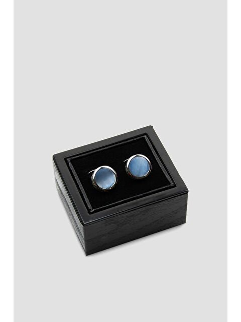 ABBATE 98501 Silver Açık Mavi Erkek Kol Düğmesi - S000451502-17437