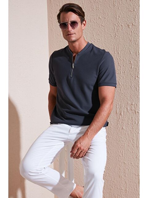 Buratti Pamuklu Regular Fit Yarım Fermuarlı  Erkek Tişört 5902653 - S000012076-29666