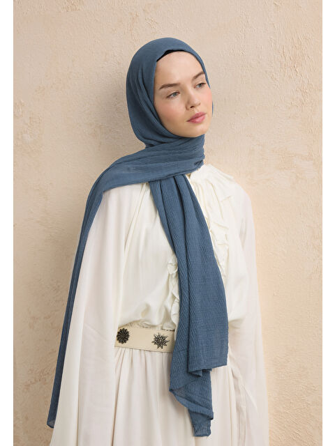 Fresh Scarfs Modal Krinkıl Şal İndigo - S000420277-23093
