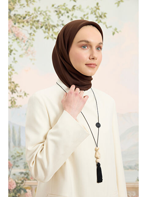 QEF Floş Viskon Düz Eşarp Kahve