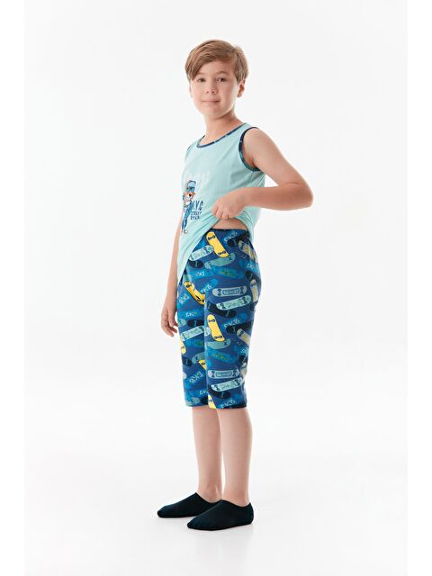 Fullamoda Baskılı Bisiklet Yaka Erkek Çocuk Pijama Takımı - S000228922-17234