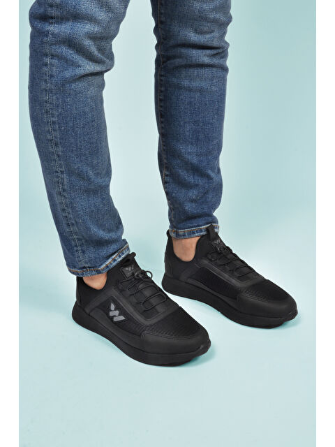 Walkway Siyah Kilit Bağcıklı Hafif Esnek Erkek Spor Ayakkabı Apollo 166 M - S000431659-22238