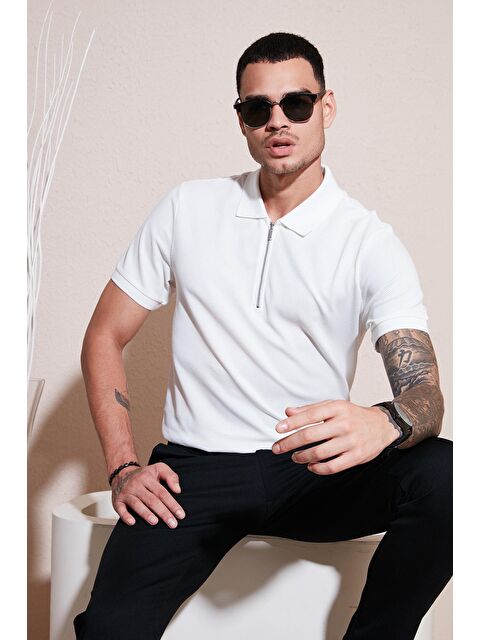 Buratti Pamuklu Regular Fit Fermuarlı Polo Yaka Erkek Tişört 5902915 - S000217707-20063
