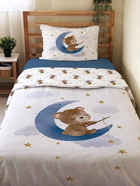 Evmila Çift Taraflı Ayıcık Desenli Çarşafsız Takım Tek Kişilik Nevresim Takımı 160x220 Cm - S000123857-23173