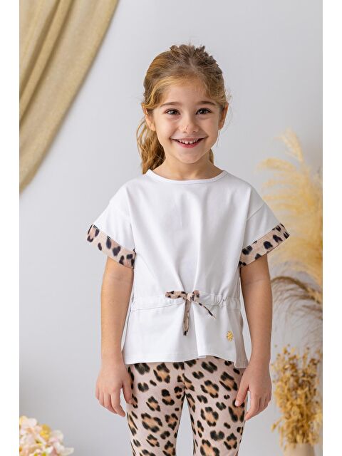 ZEYLAND Kız Çocuk Beli Büzgülü Kısa Kollu Bluz - Beyaz - S000362894-20063