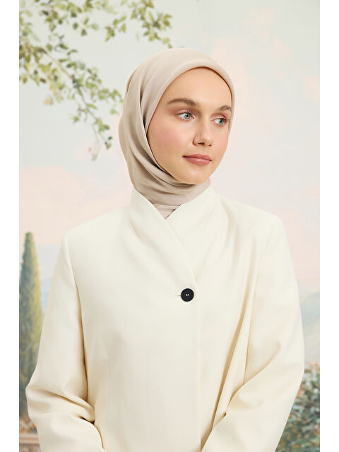 QEF Floş Viskon Düz Eşarp Bej