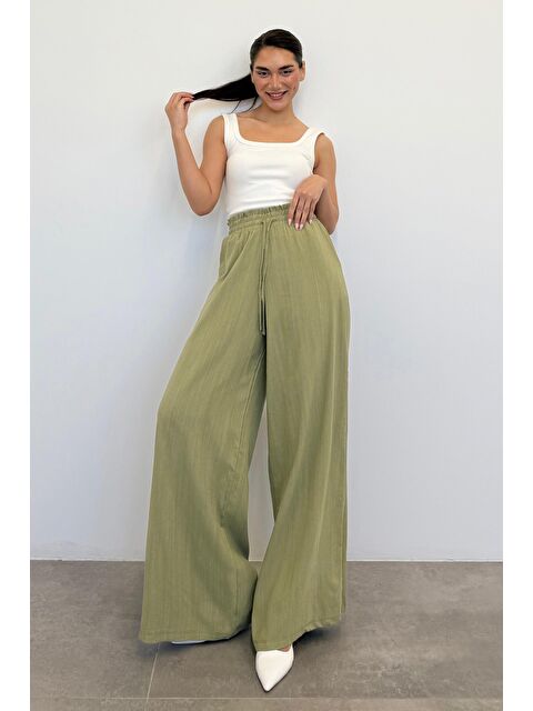 Madmext Mint Yeşili Beli Büzgülü Bol Paça Kadın Pantolon Mg2011 - S000380180-17259