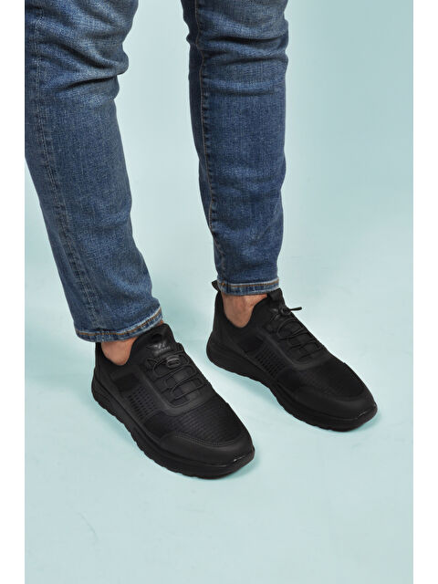 Walkway Siyah Hafif Esnek Kilit Bağcıklı Erkek Spor Ayakkabı Nans 6006 M - S000431660-22238