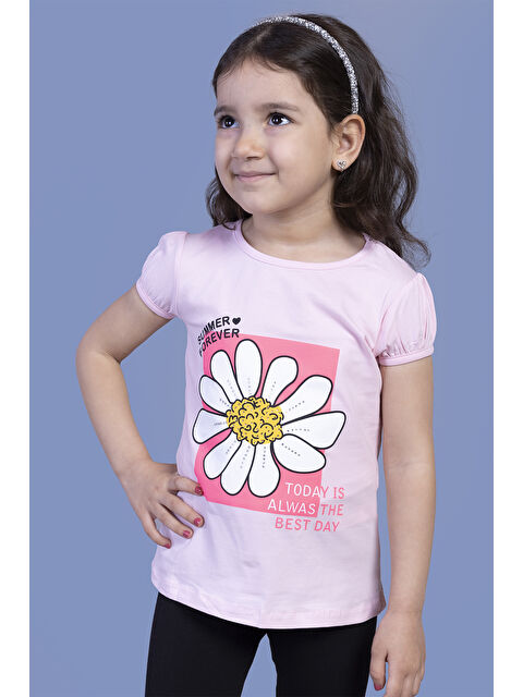 Toontoykids Kız Çocuk Papatya Baskılı Taş İşlemeli Tişört - S000361972-20024