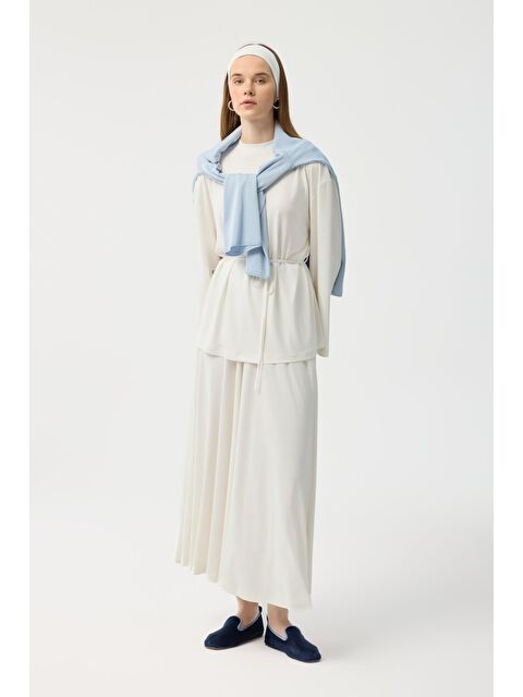 Kadriye Baştürk Modal Cupra Etek Takım Ekru