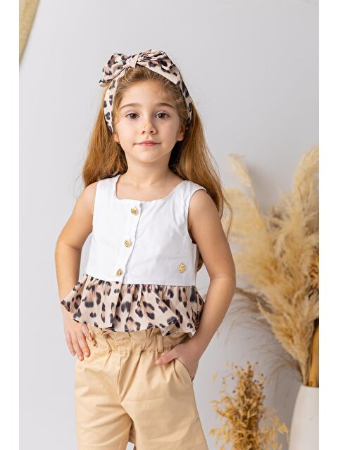 ZEYLAND Kız Çocuk Düğme Detaylı Kolsuz Bluz - Beyaz - S000362899-20063