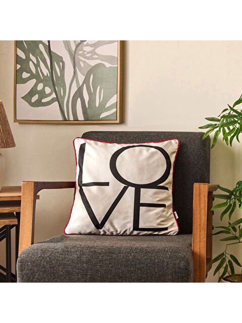 Evidea Soft Liebe Kırlent - Siyah / Beyaz - 45x45 cm - S000511497-37424