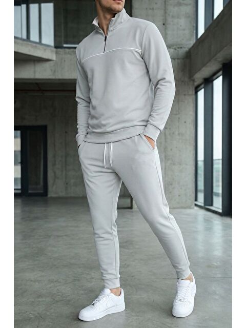 Mishar İtalia Erkek Polo Yaka Yarım Fermuarlı Sweat Bel Lastikli Pantolon İkili Takım - S000491478-20600