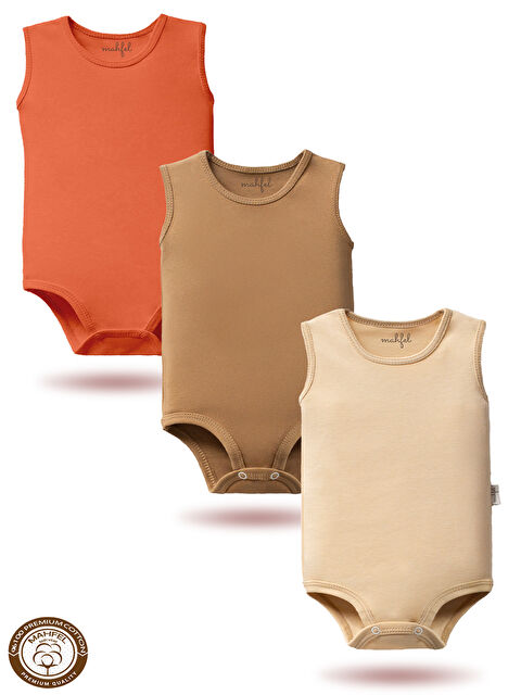 Mahfel 3'lü %100 Pamuklu Kolsuz Basic Çıtçıtlı Bebek Body Zıbın MSE - S000515124-20045