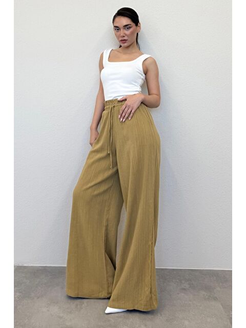Madmext Hardal Beli Büzgülü Bol Paça Kadın Pantolon Mg2011 - S000380180-20074