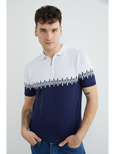 Fullamoda Yarım Fermuarlı Polo Yaka Triko Tişört - S000524094-21164