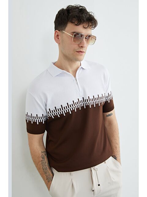 Fullamoda Yarım Fermuarlı Polo Yaka Triko Tişört - S000524094-19413