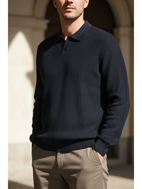 Mishar İtalia Erkek Polo Yaka Elastanlı Triko Kazak - S000491475-21164