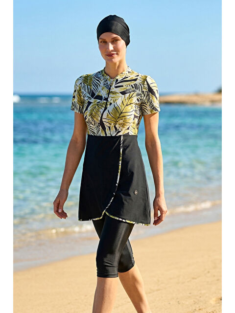 Haliç Mayo Kısa Kollu Elastanlı Yarı Kapalı Mayo 6550 Siyah03