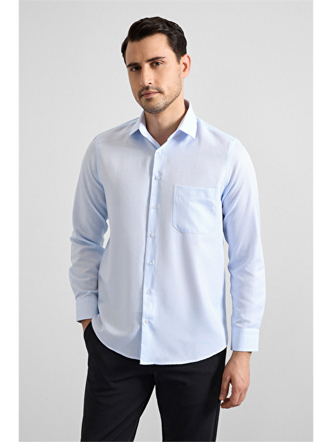 Süvari Buz Mavi Regular Klasik Yaka Casual Gömlek