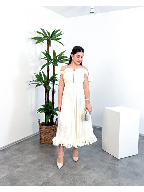 Mialora İp Askılı Midi Elbise – Ön Pencere Detaylı - S000514922-19966