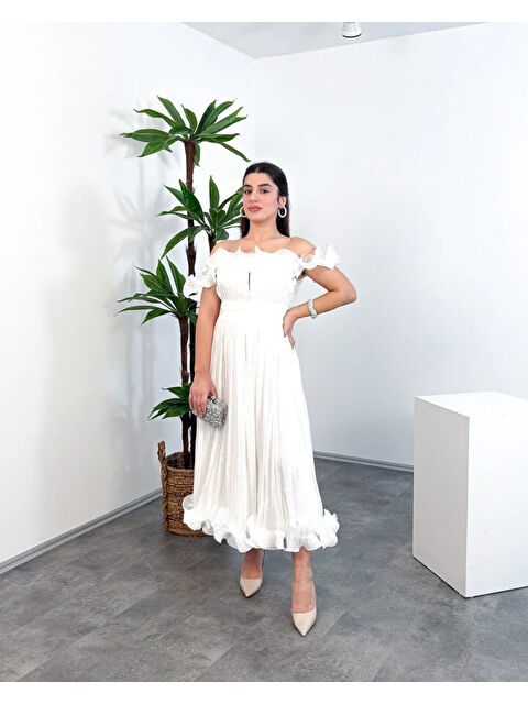 Mialora İp Askılı Midi Elbise – Ön Pencere Detaylı - S000514922-10584