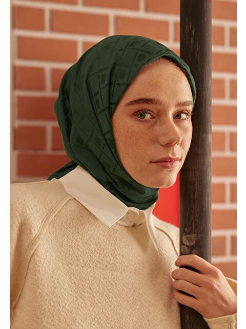 Fresh Scarfs Porto Jakarlı Şal Zümrüt - S000420348-37221