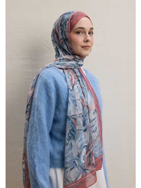 Fresh Scarfs Margot Desen İpek Krep Şal Somon - S000420433-24085
