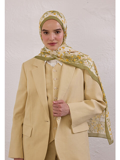 Fresh Scarfs Emmett Desen Rami Şal Haki - S000420425-18547