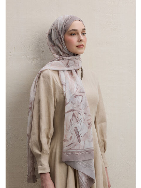 Fresh Scarfs Margot Desen İpek Krep Şal Bej - S000420433-19928