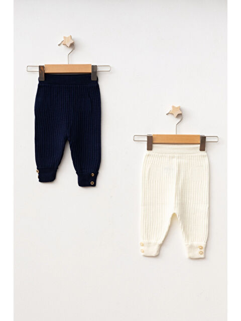 Myhanne Düğme Detaylı Erkek Bebek 2'li Triko Alt 4040-1 - S000345415-21164