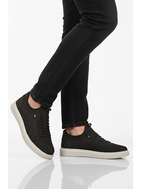 Ayakmod Siyah Buz Hakiki Deri Erkek Casual Ayakkabı 818 M