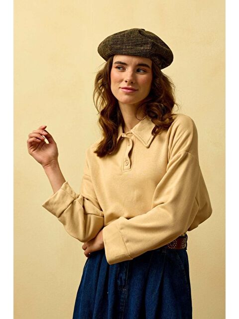 Ceylan Otantik Bej Polo Yaka Crop - S000485165-19928