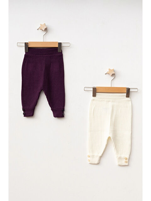 Myhanne Düğme Detaylı Kız Bebek 2'li Triko Alt 4040 - S000345416-20042