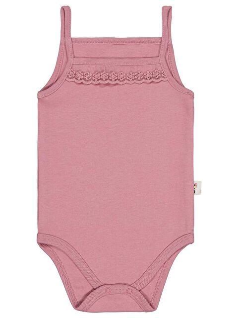 Civil Baby Penye İp Askılı Dantelli Kız Çıtçıtlı Badi - Pembe 2-3 Yaş - S000331802-20028