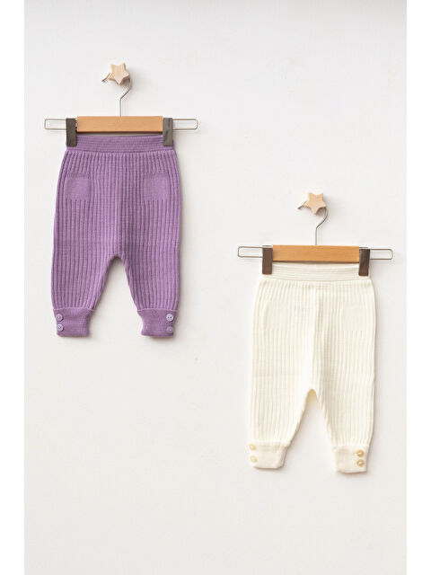 Myhanne Düğme Detaylı Kız Bebek 2'li Triko Alt 4040 - S000345416-17878