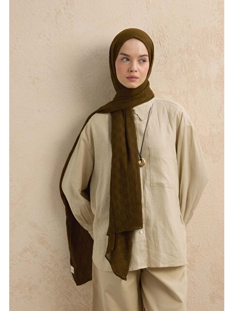 Fresh Scarfs Modal Damalı Şal Toprak - S000420269-14742