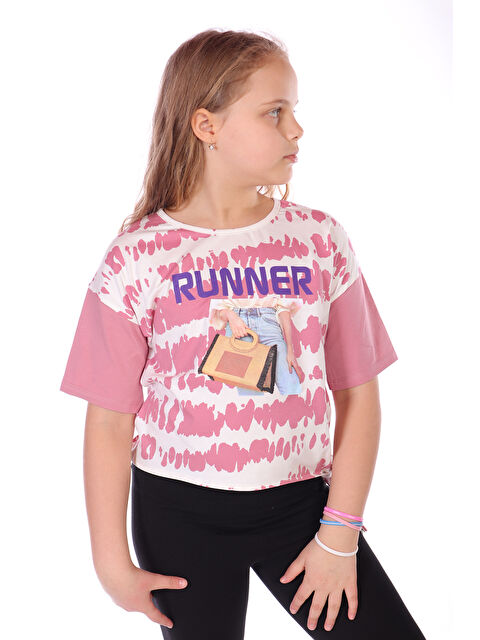 Toontoykids Kız Çocuk Runner Baskılı Batikli Tişört