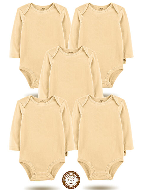 Mahfel 5'li %100 Pamuklu Uzun Kollu Basic Çıtçıtlı Bebek Body Zıbın SRR - S000515125-19928