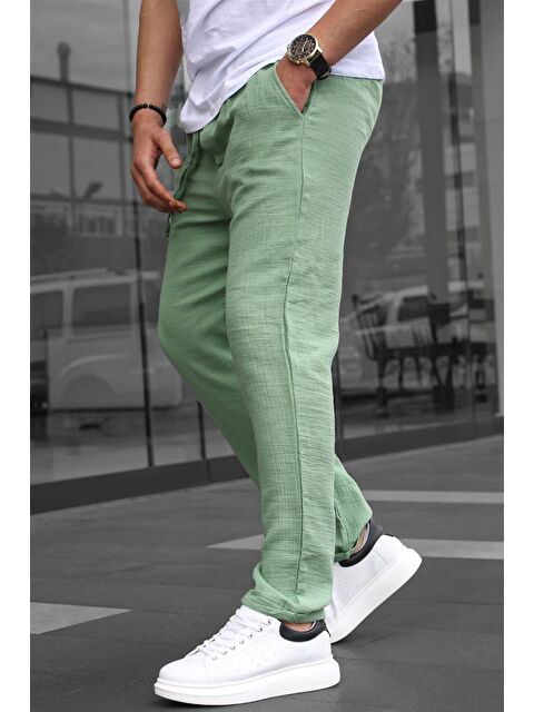 Madmext Yeşil Müslin Kumaş Erkek Basic %100 Pamuk Pantolon 6507 - S000436650-18194