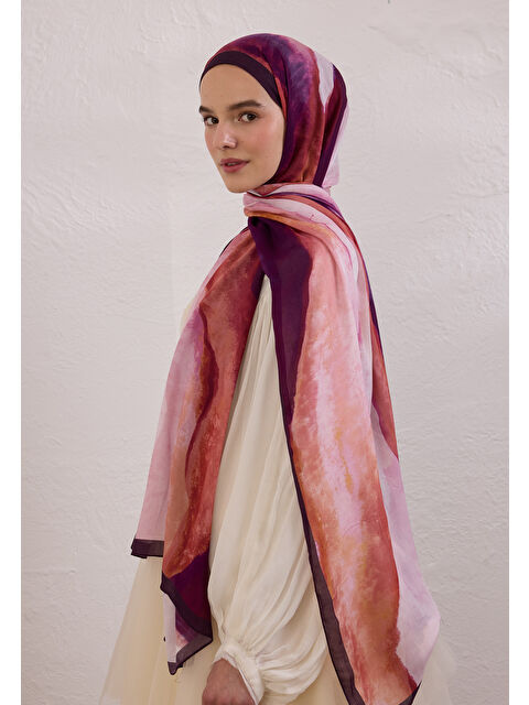 Fresh Scarfs Color Waves Desen Rami Şal Mürdüm - S000420345-20036